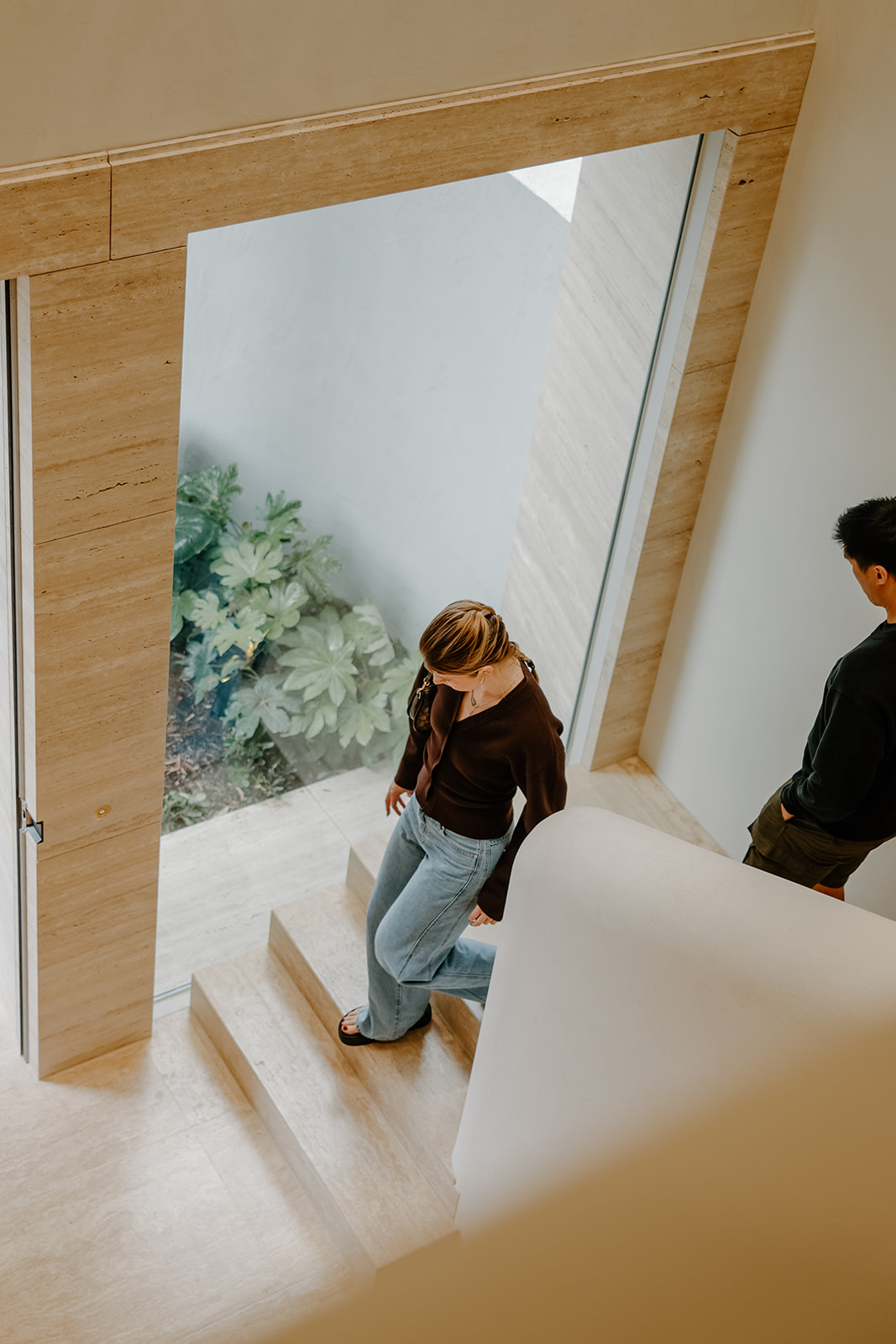 Clients at Avoca House in South Yarra, Walking down stairs at Open Day Event